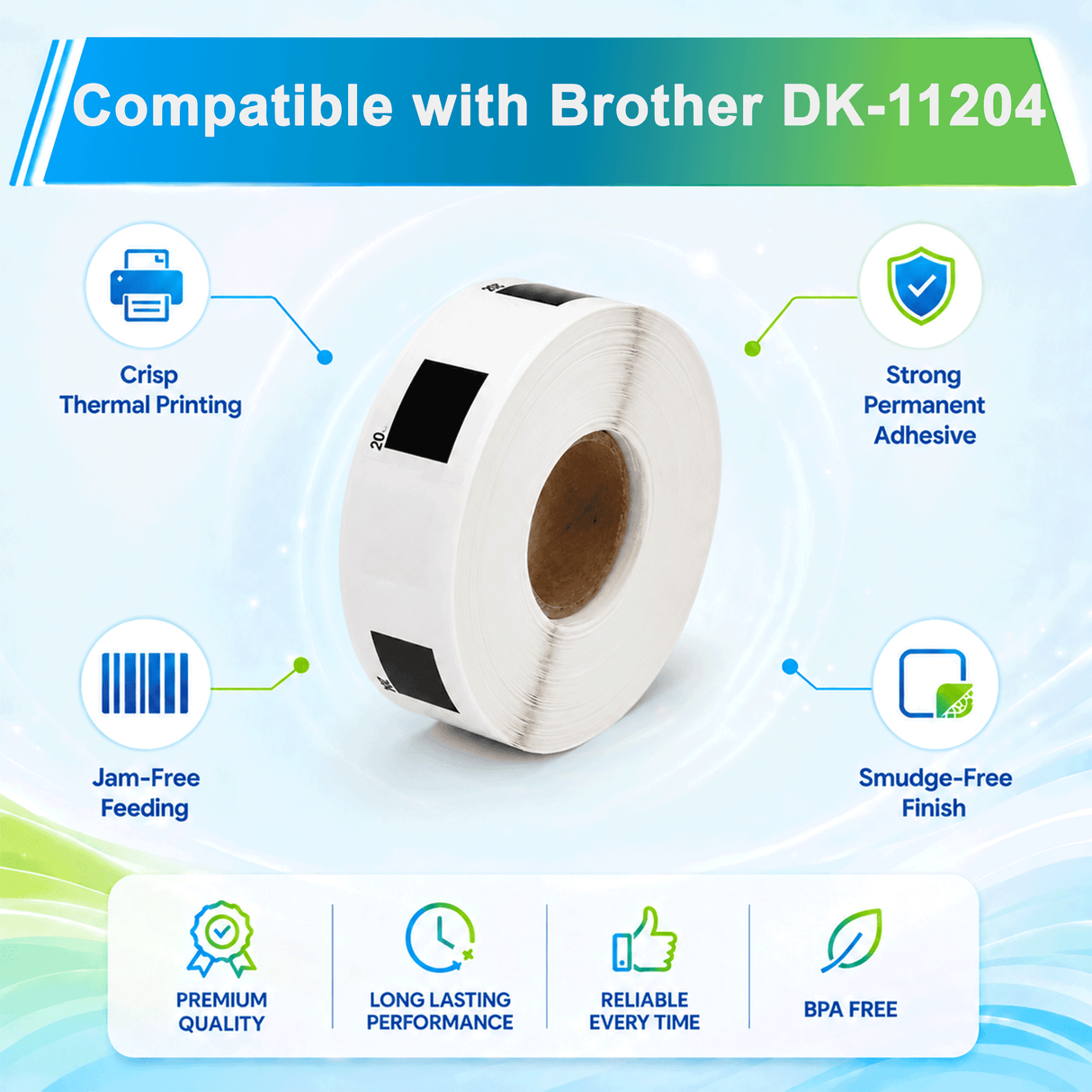 Premium Compatible Brother DK-11204 Return Address Labels ā 0.66" x 2.1" | Crisp Print | Strong Adhesive | Jam-Free | 400 Labels Per Roll