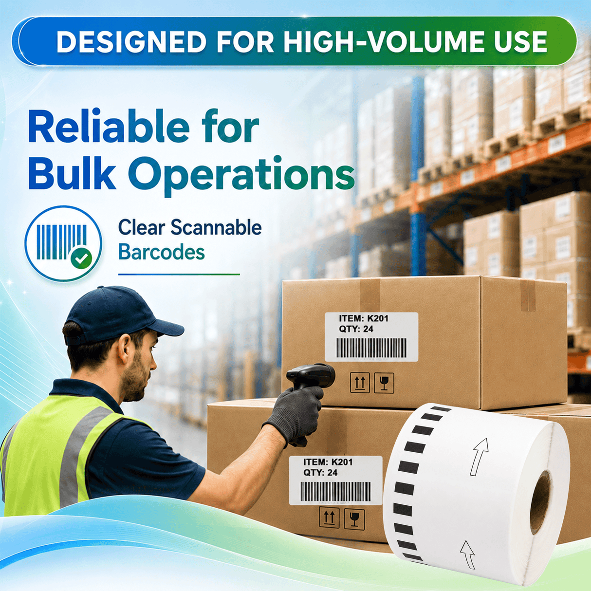 Premium Compatible Brother DK-22205 Continuous Paper Labels ā 2.4" x 100 ft | Crisp Print | Strong Adhesive | Jam-Free
