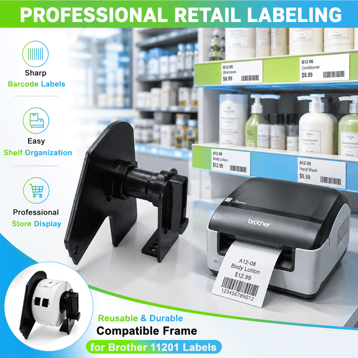 Plastic Frame for Compatible Brother DK 11201 Continuous Labels - Plastic Frame | Reusable | Jam-Free