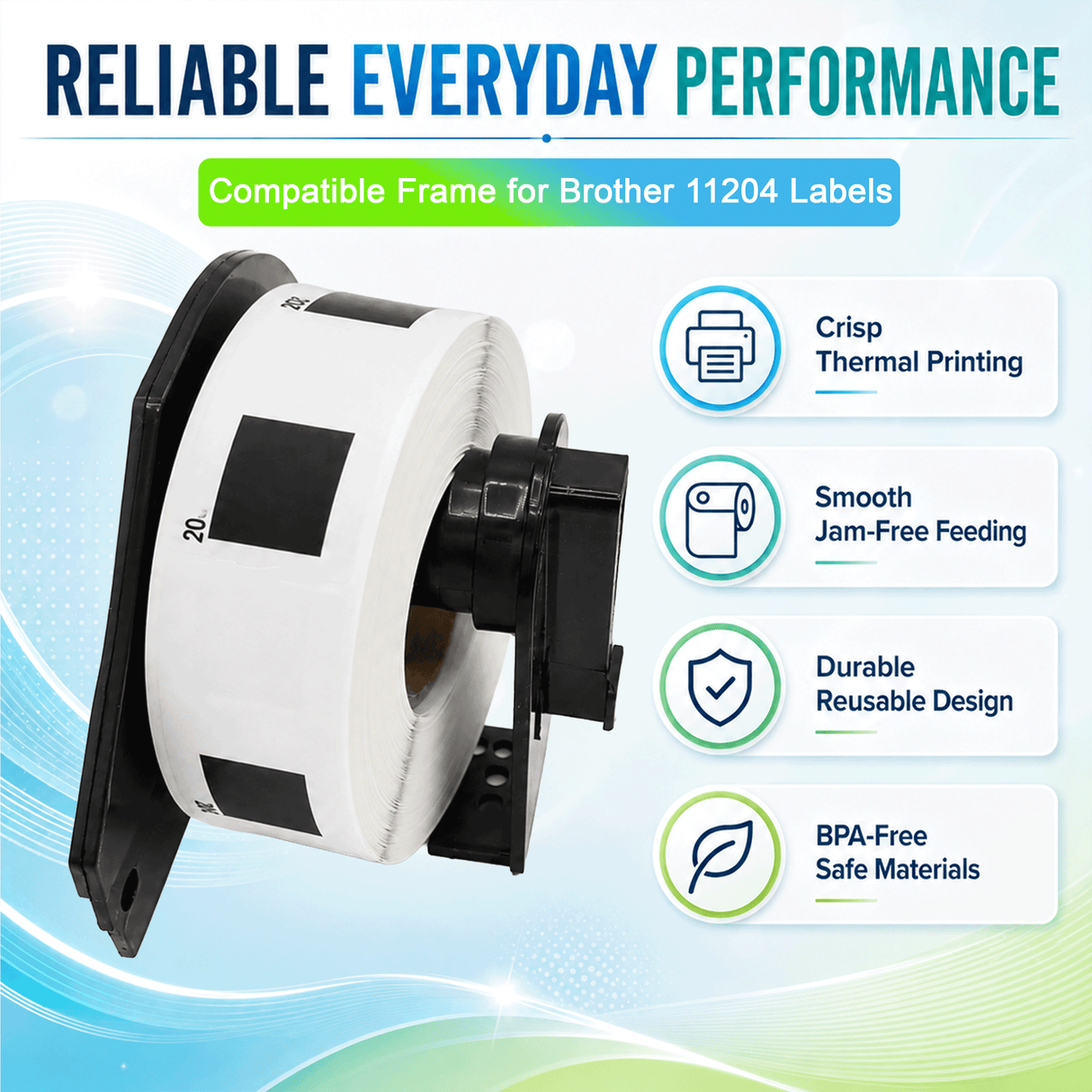 Plastic Frame for Compatible Brother DK 11204 Continuous Labels - Plastic Frame | Reusable | Jam-Free