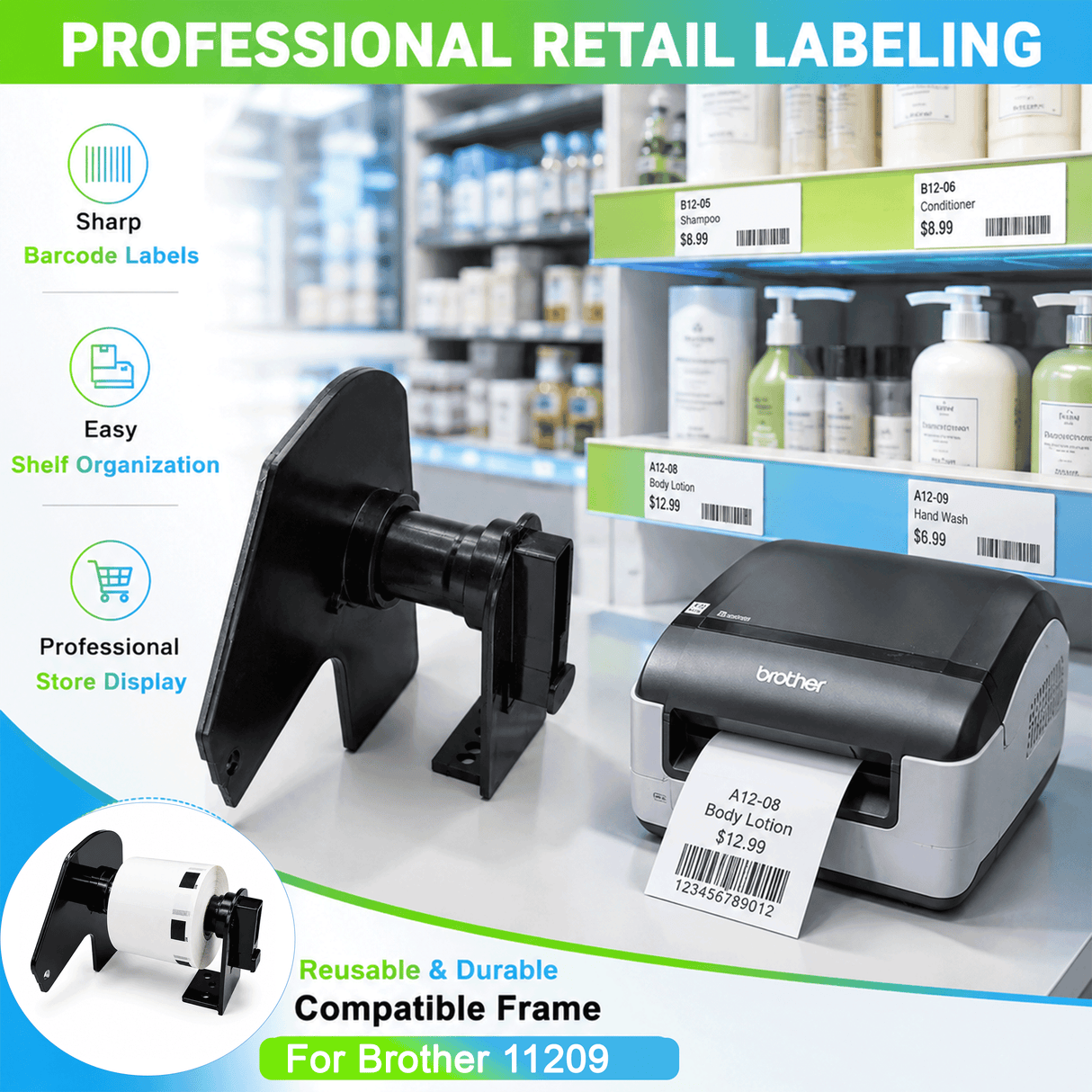 Plastic Frame for Compatible Brother DK 11209 Continuous Labels - Plastic Frame | Reusable | Jam-Free