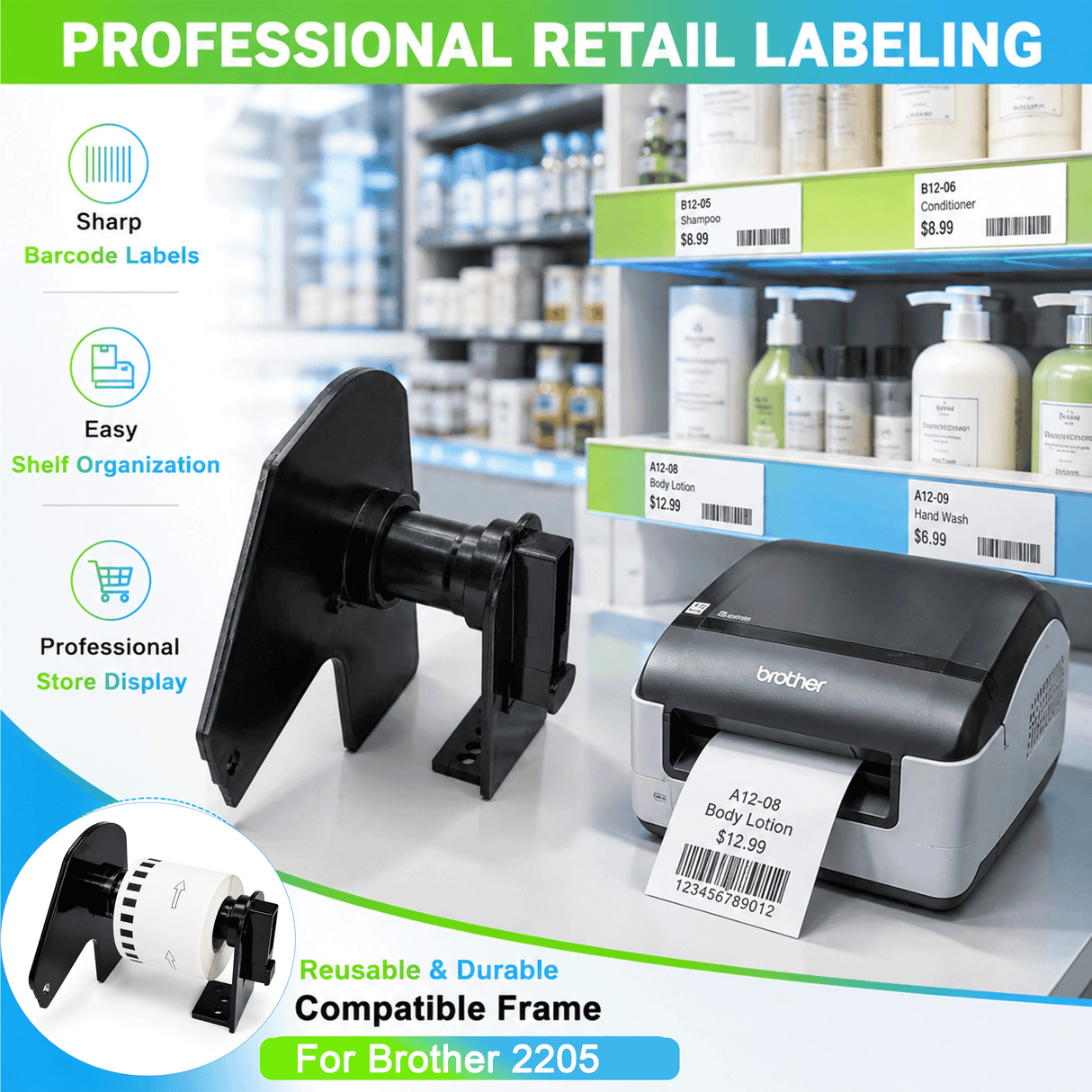Plastic Frame for Compatible Brother DK 22205 Continuous Labels - Plastic Frame | Reusable | Jam-Free