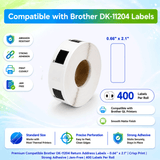 Premium Compatible Brother DK-11204 Return Address Labels – 0.66" x 2.1" | Crisp Print | Strong Adhesive | Jam-Free | 400 Labels Per Roll