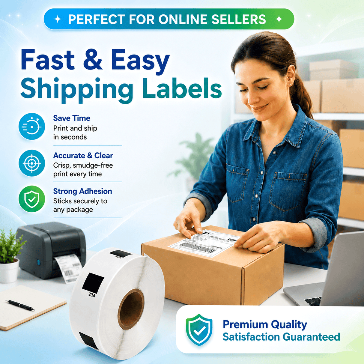 Premium Compatible Brother DK-11204 Return Address Labels – 0.66" x 2.1" | Crisp Print | Strong Adhesive | Jam-Free | 400 Labels Per Roll