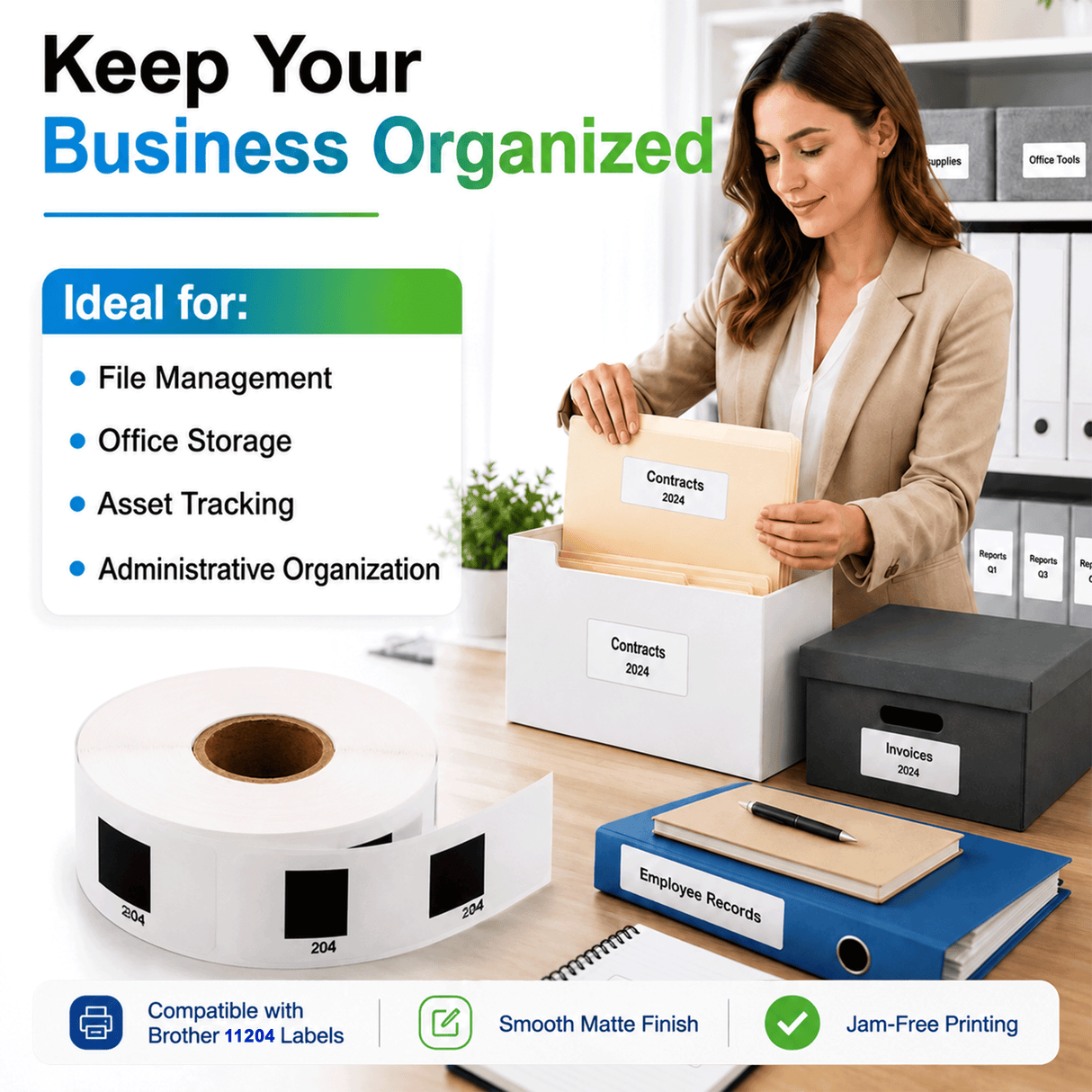 Premium Compatible Brother DK-11204 Return Address Labels – 0.66" x 2.1" | Crisp Print | Strong Adhesive | Jam-Free | 400 Labels Per Roll