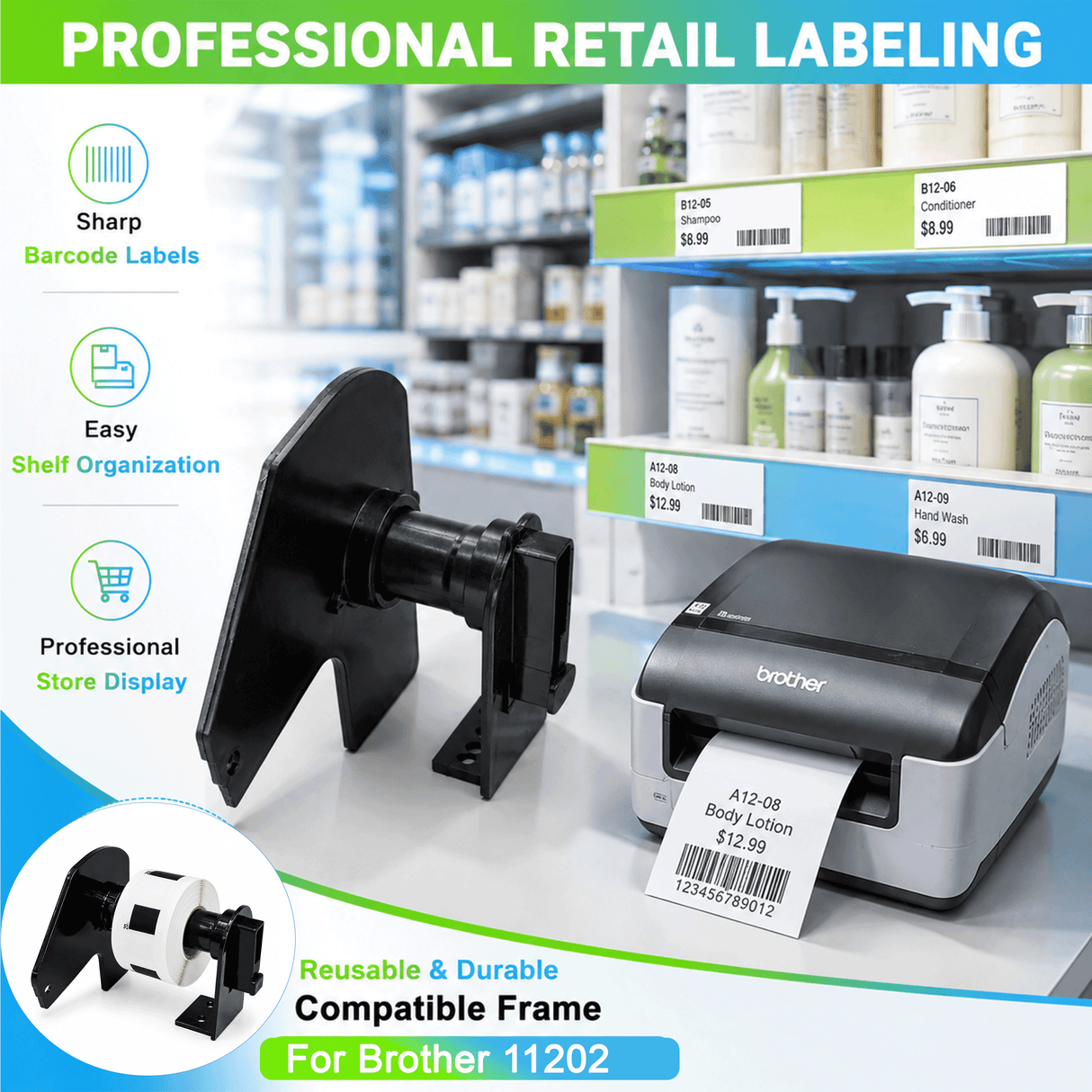 Plastic Frame for Compatible Brother DK 11202 Continuous Labels - Plastic Frame | Reusable | Jam-Free