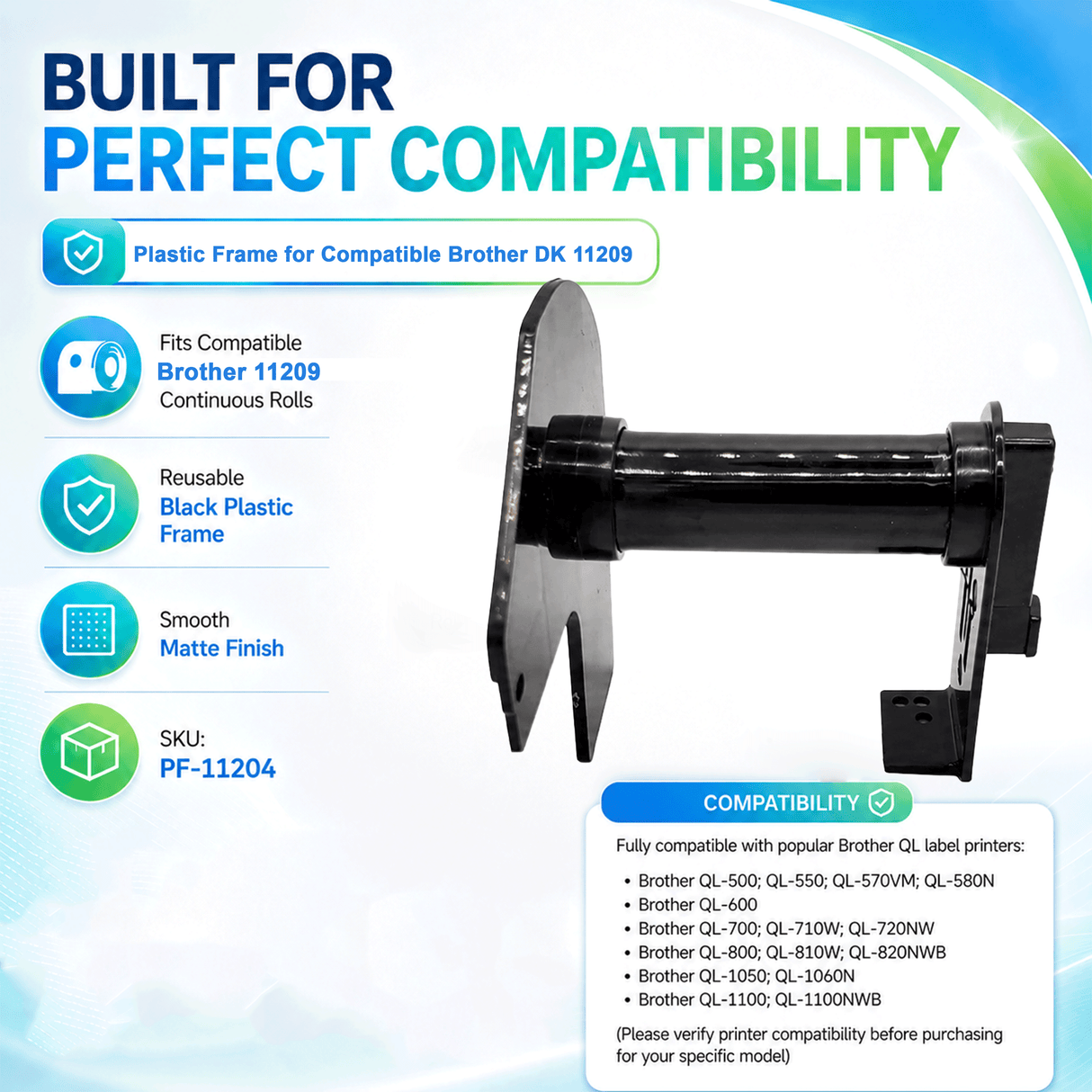Plastic Frame for Compatible Brother DK 11209 Continuous Labels - Plastic Frame | Reusable | Jam-Free
