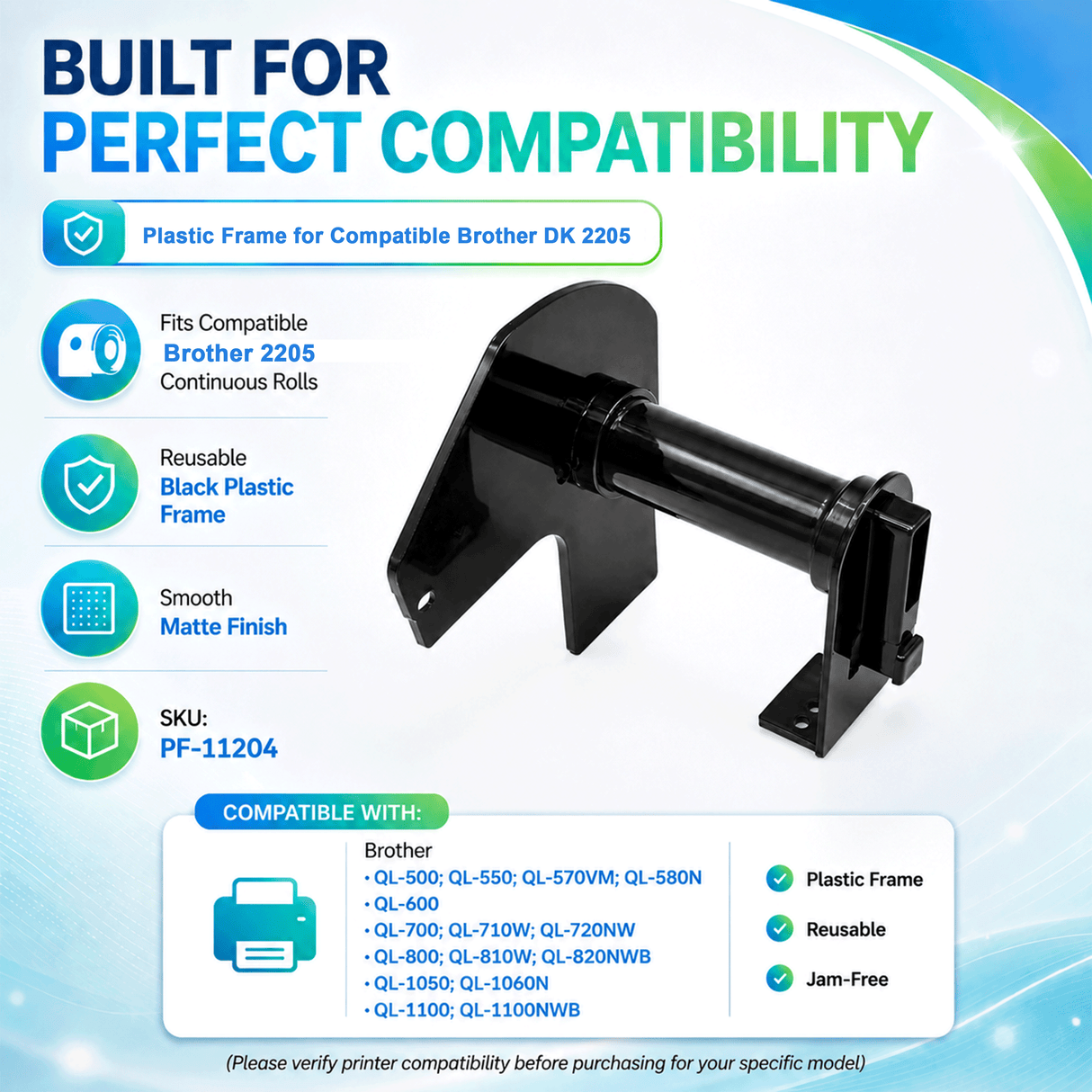 Plastic Frame for Compatible Brother DK 22205 Continuous Labels - Plastic Frame | Reusable | Jam-Free