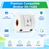 Premium Compatible Brother DK-11202 Shipping / Multipurpose Labels – 2.4" x 4" | Crisp Print | Strong Adhesive | Jam-Free | 300 Labels Per Roll