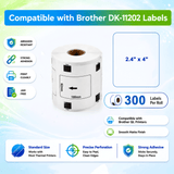 Premium Compatible Brother DK-11202 Shipping / Multipurpose Labels – 2.4" x 4" | Crisp Print | Strong Adhesive | Jam-Free | 300 Labels Per Roll