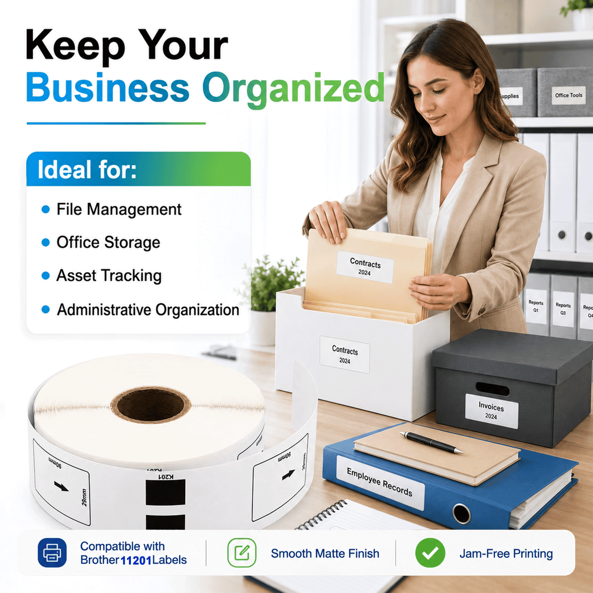 30252 Address Labels Compatible with Dymo LabelWriter – 1-1/8" x 3-1/2" | Crisp Print | Strong Adhesive | Jam-Free | 350 Labels/Roll